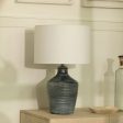 Vara Ribbed Terracotta Indigo Blue Lamp With Shade - White Online Hot Sale