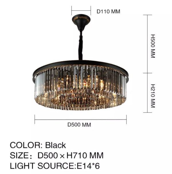 Black Crystal Round Shape Luxury Chandelier For Living Room Dining Room For Discount