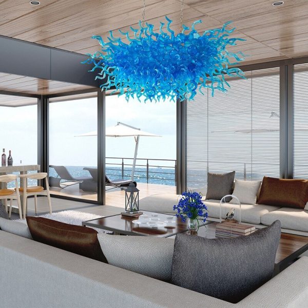 Designer 100% Hand-Blown Glass LED Chandelier for Foyers, Living Rooms, and Dining Rooms Supply