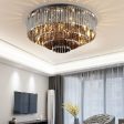 Luxury Modern Round Black Crystal Ceiling Light Chandelier For Living Room Hot on Sale