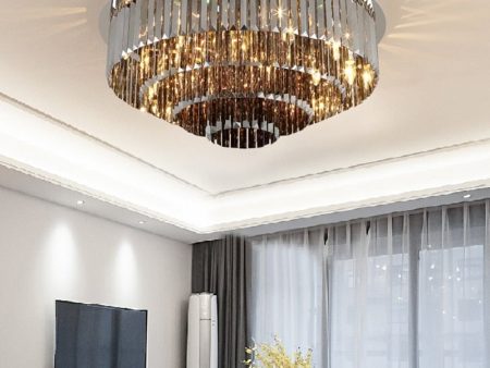 Luxury Modern Round Black Crystal Ceiling Light Chandelier For Living Room Hot on Sale