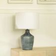 Vara Ribbed Terracotta Indigo Blue Lamp With Shade - White Online Hot Sale