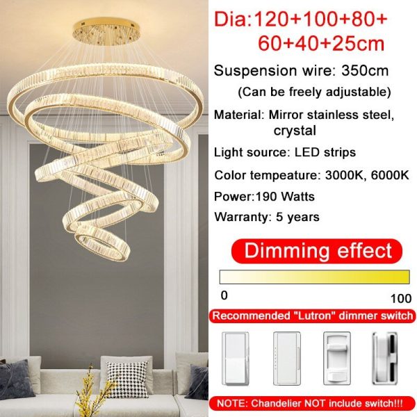 Rings Modern Led Chandelier For Living Room Luxury Staircase Modern Crystal Light Fixture Hall on Sale