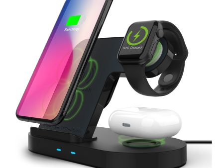 Hypergear 20W Black 3-in-1 Wireless Charging Dock for Phone, Watch & Wireless Headphones - 15-08213 Sale