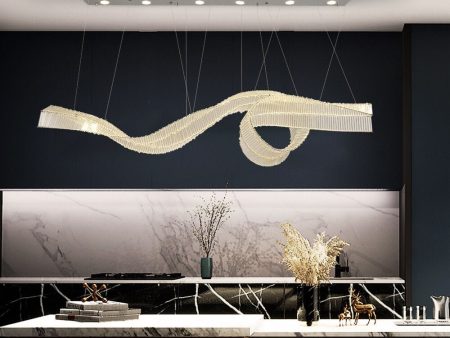 Ribbon Design Modern Chandelier For Dining Room Luxury Island Hanging Glass Lamp Led Light Fixture Online Sale