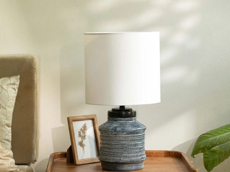 Vara Terracotta Textured Distressed Blue Lamp With Shade - White Online now