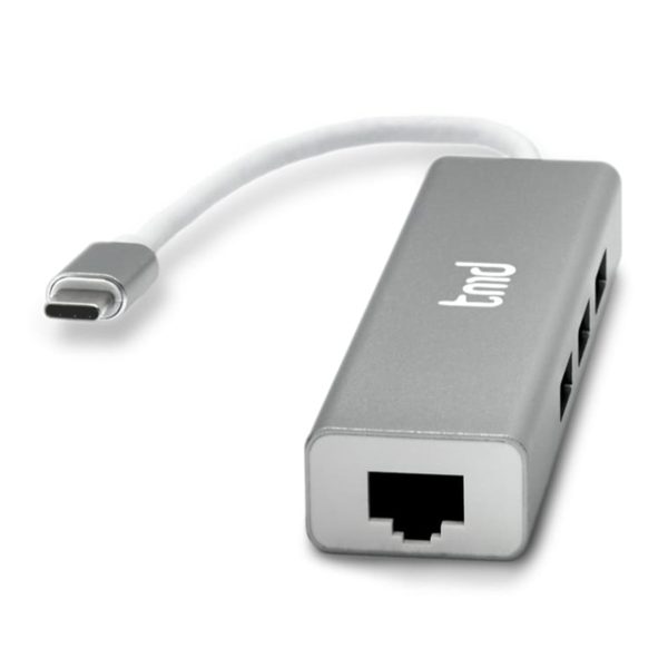 tmd USB-C to Ethernet USB x 3 Adapter - Silver - 15-10490 For Cheap