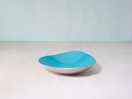 teal metal-enamel fusion platter- medium Online now