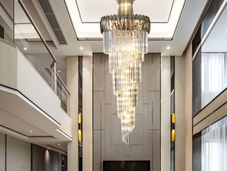 Large Modern Crystal Chandelier For Staircase Spiral Design Hallway Lobby Online Sale