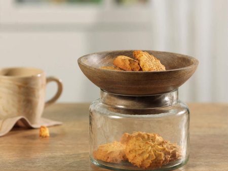 Twain Glass Jar with Wooden Bowl (Large) Hot on Sale