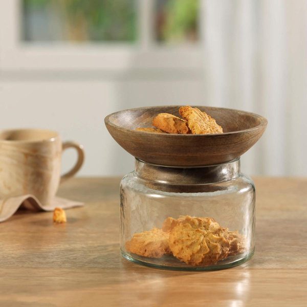 Twain Glass Jar with Wooden Bowl (Large) Hot on Sale