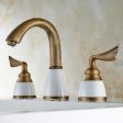 Luxury Basin Faucet 8 Inch Water Tap Brass Ceramic & Diamond Bathroom Faucet Antique Widespread Basin Sink Faucet Discount