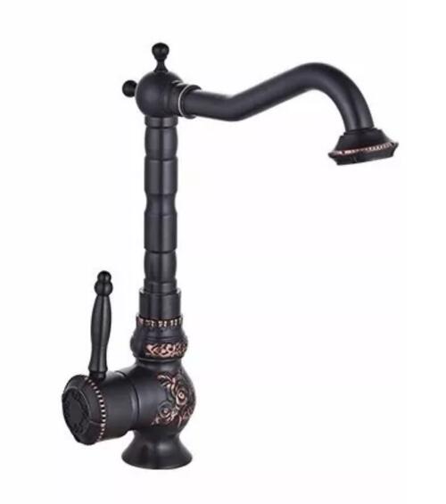 Basin Faucets Antique Brass Bathroom Faucet Basin Carving Tap Rotate Single Handle Hot and Cold Water Mixer Taps Crane Hot on Sale