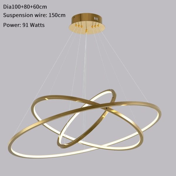 Modern Ring Led Chandelier For Staircase Luxury Living Room Gold Light Fixture Long Villa Hall Lobby on Sale