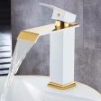 Basin Faucets Square Waterfall Bathroom Faucet Single Handle Basin Mixer Tap Bath Antique Faucet Brass Sink Water Crane Gold For Cheap