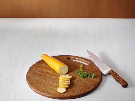 wooden chopping board round lrg brown on Sale