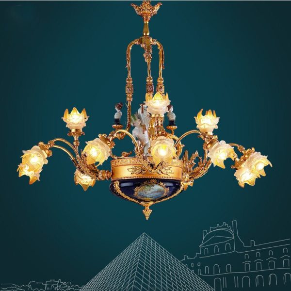 Villa Chandelier Hotel Foyer Large Chandeliers Copper Suspension Lighting Art Deco Hanging Lamp Chandelier Lighting For Cheap