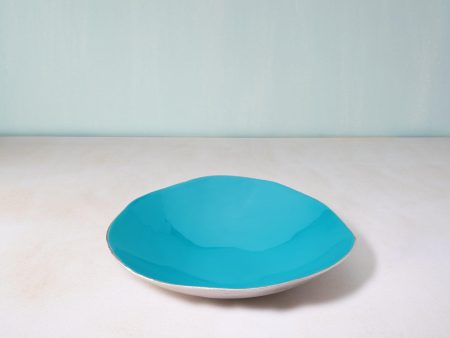 teal metal-enamel fusion platter- large Hot on Sale