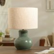 Vara Terracotta Ribbed Aquamarine Lamp With Shade - White Sale