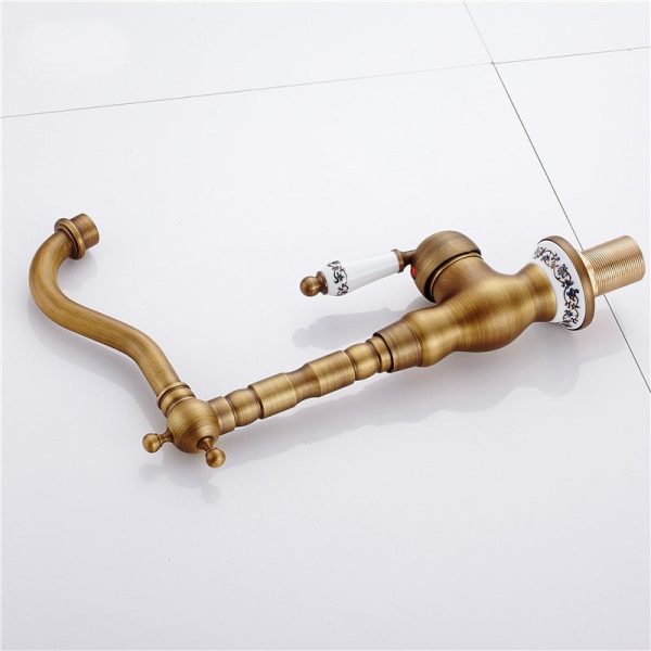 Sink Bathroom Faucet Basin Mixer Tap Antique Brass Ceramics Deck Mounted Retro Porcelain Handle Faucets Sale