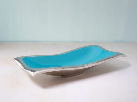 teal waves metal-enamel fusion platter Hot on Sale