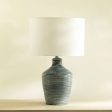 Vara Ribbed Terracotta Indigo Blue Lamp With Shade - White Online Hot Sale