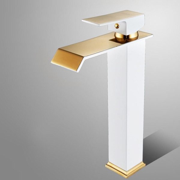 Basin Faucets Square Waterfall Bathroom Faucet Single Handle Basin Mixer Tap Bath Antique Faucet Brass Sink Water Crane Gold For Cheap