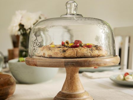 Upper Crust Glass Cloche With Wooden Base Cheap