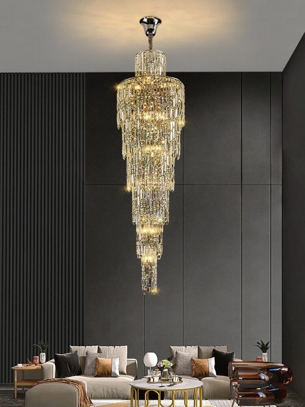 Villa Living Room Crystal High Ceiling Large Long Chandelier Light Lamp Staircase Discount