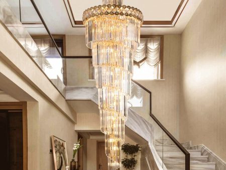 Large Modern Crystal Chandelier For Staircase Long Villa Chain Lighting Fixture Online now