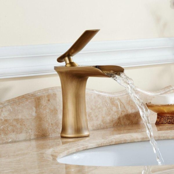 Basin Faucet Waterfall Bathroom Faucets Single handle Basin Mixer Tap Antique Faucet Brass Sink Water Crane Taps Online now