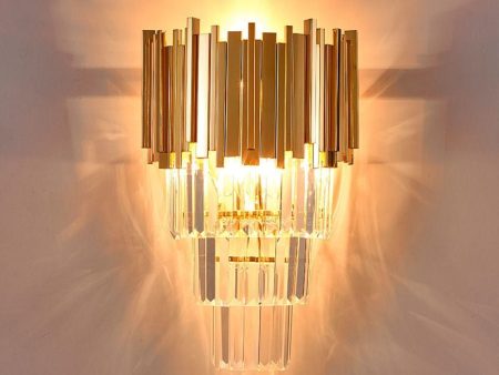 Sophisticated Crystal Wall Sconce in Gold, Chrome, or Black for Living Room, Bedroom, and Hallway Illumination Online Sale