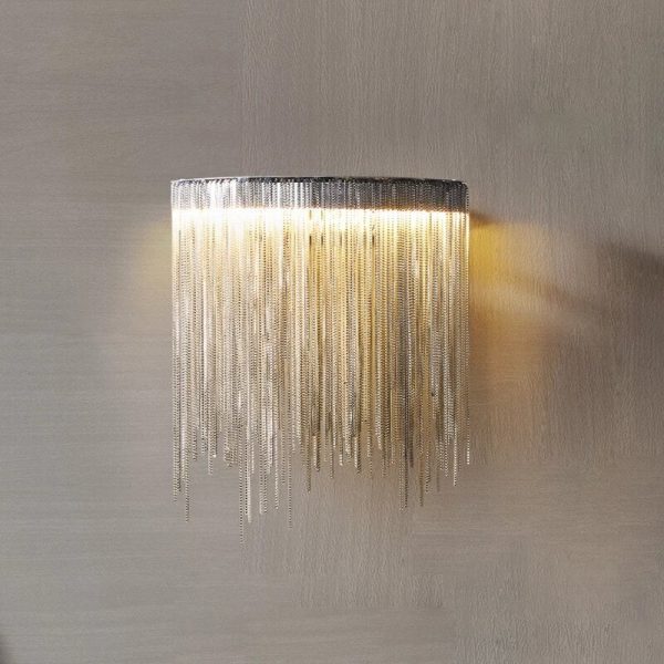 Modern Led Chain Wall Sconce Bedroom Luxury Living Room Indoor Lighting Gold Silver Creative Design Online Hot Sale