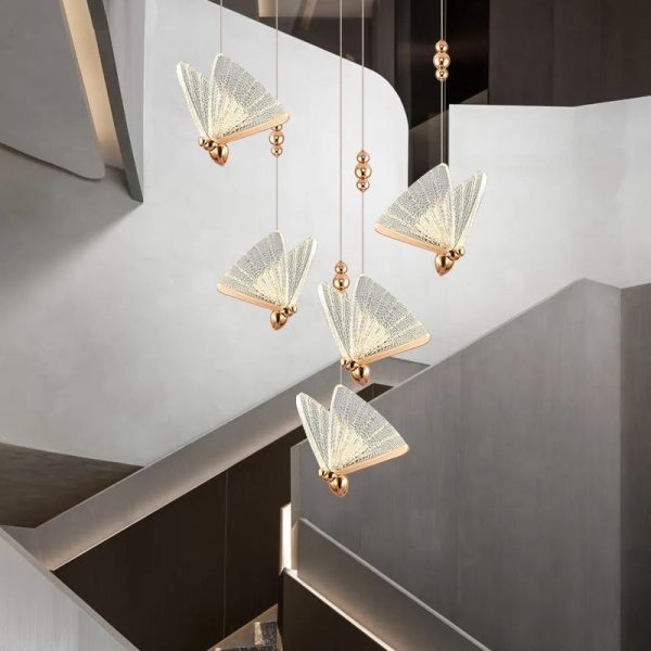 Butterfly Stair Chandelier Dining Room Ceiling Pendant Light Exhibition Hall Attic Large Chandelier Online Hot Sale