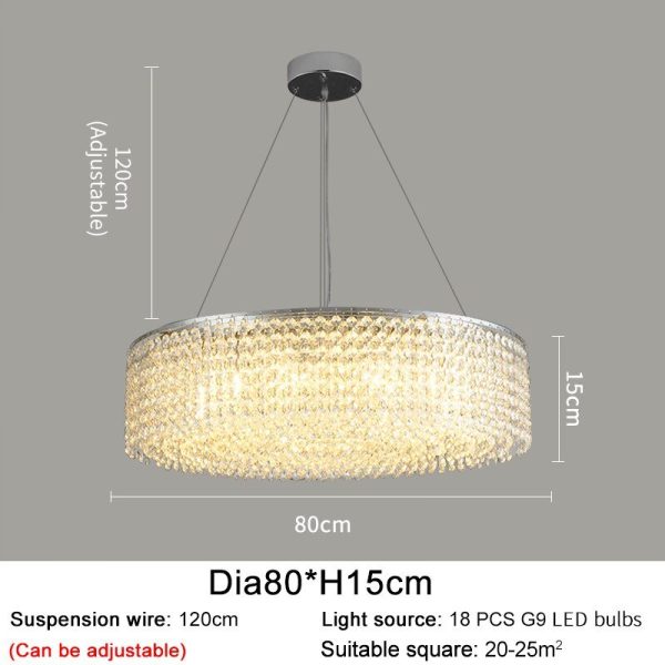 Modern Round Crystal Chandelier For Living Room Chrome Gold Discount