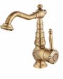 Basin Faucets Antique Brass Bathroom Faucet Basin Carving Tap Rotate Single Handle Hot and Cold Water Mixer Taps Crane Hot on Sale