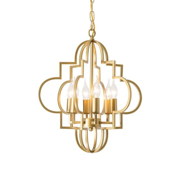 Lighting Luxury Hollow Gold Pendant Lights Led Hanging Lamp for Dining Room Kitchen Lighting Fixtures Home Lighting (Gold Width 42cm H50cm) Cheap