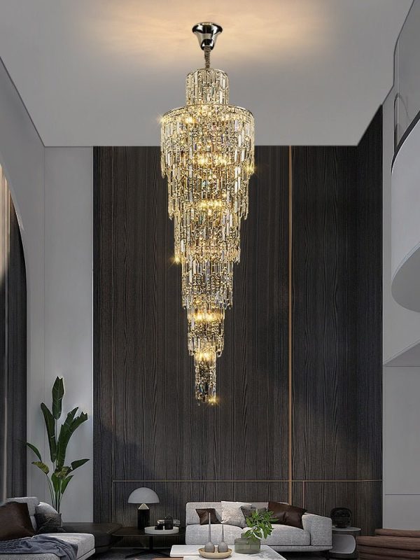 Villa Living Room Crystal High Ceiling Large Long Chandelier Light Lamp Staircase Discount