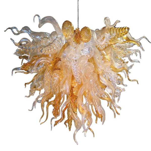 Modern Art Amber Hanging Lamps Hand Blown Glass LED Chandelier Discount