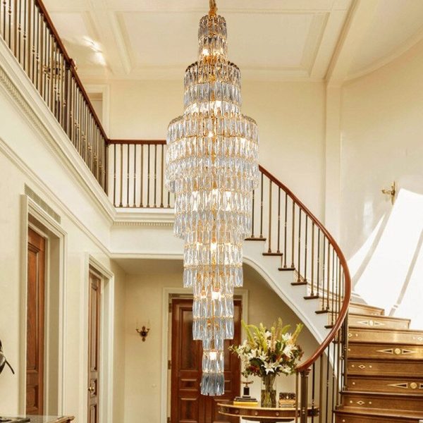 New Large Luxury K9 Crystal Chandelier For High Staircase Hot on Sale