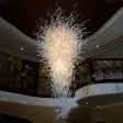 Hand Blown Classic White Large Murano Glass LED Chandelier For Sale