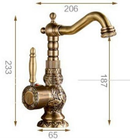 Basin Faucets Antique Brass Bathroom Faucet Basin Carving Tap Rotate Single Handle Hot and Cold Water Mixer Taps Crane Hot on Sale