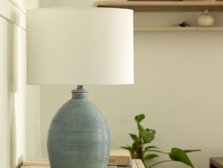 Vara Terracotta Ribbed Lamp With Shade - White Supply