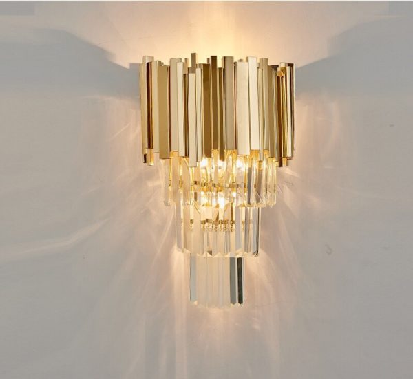 Post-Modern Crystal Wall Sconce – Luxury Warm Light for Hallway, Bedroom, or Bedside For Cheap