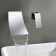 Waterfall Wall Mount Bathroom Faucet Single Handle Basin Mixer Tap Chrome Brass Spout Vanity Sink Spout Waterfall Faucets Supply