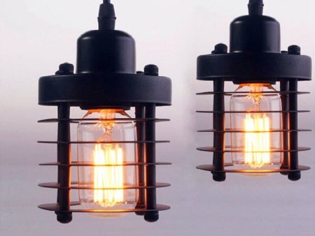 Vintage Pendant Lamp Industrial Pendant Light Iron Cage Edison For Kitchen Island Dining Room Corridor Decoration (Black) on Sale