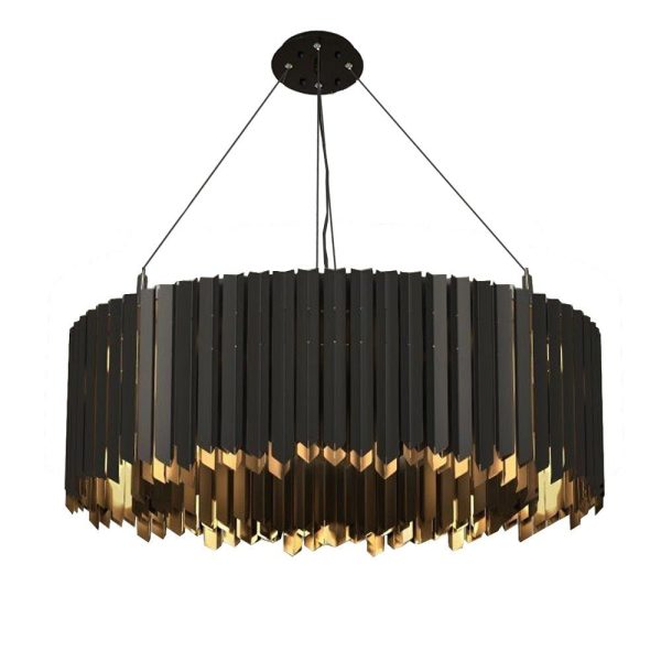 Black, Gold or Silver Round Stainless Steel Modern Chandelier For Dining Room Living Room Discount