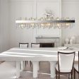 Contemporary Rectangular Crystal Chandelier in Chrome for Kitchen Island and Living Room Supply