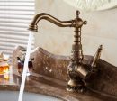 Basin Faucets Antique Brass Bathroom Faucet Basin Carving Tap Rotate Single Handle Hot and Cold Water Mixer Taps Crane Hot on Sale