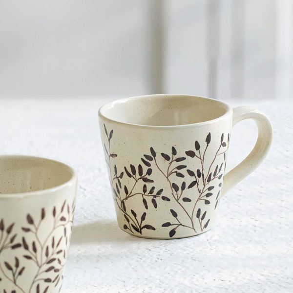 Livada Brown Ceramic Mug Set of 2 For Sale